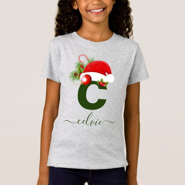 Simple Custom Personalized Monogram Christmas T-Shirt (Front)