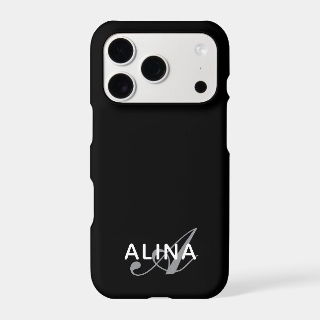 Simple Custom Personalized Name Monogram Slim iPhone Case (Back)
