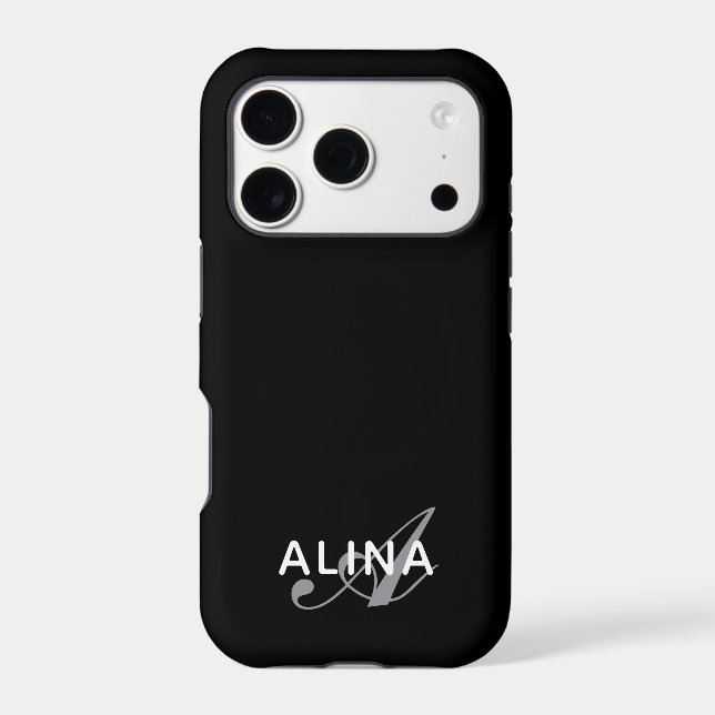 Simple Custom Personalized Name Monogram Tough iPhone Case (Back)