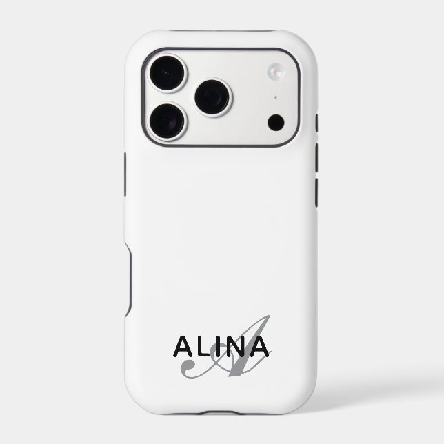 Simple Custom Personalized Name Monogram Tough iPhone Case (Back)