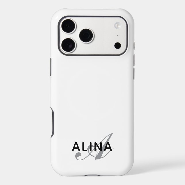 Simple Custom Personalized Name Monogram Tough iPhone Case (Back)