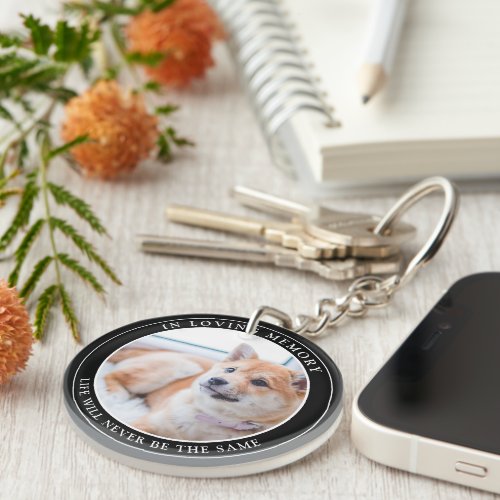 Simple Custom Pet Memorial Photo Keychain