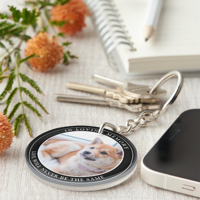 Simple Custom Pet Memorial Photo Keychain (Front Right)