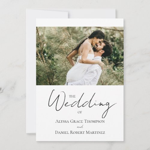 Simple Custom Photo Black and White Wedding Invitation