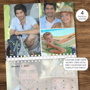 Simple Custom Photo Collage 4 Per Month Calendar