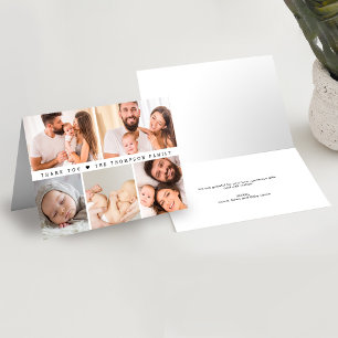 Simple Custom Photo Collage Baby Shower Letterpress Thank You Card
