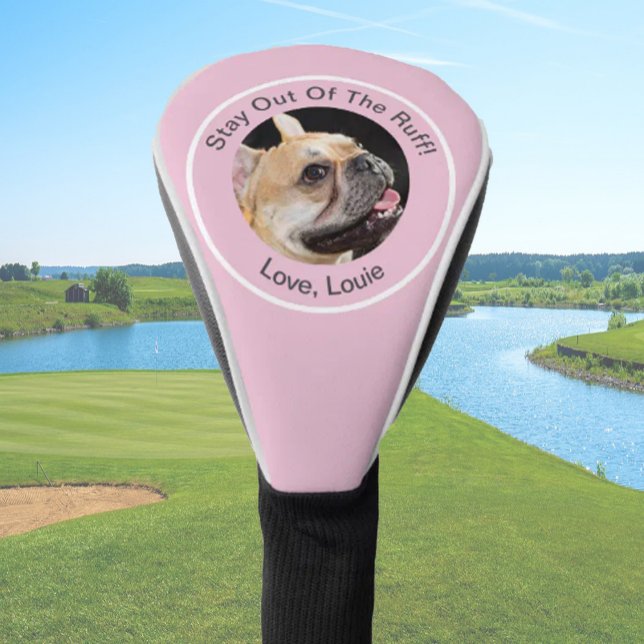 Simple custom photo golfer gift funny pink dog golf head cover (Creator Uploaded)