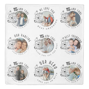 Simple Custom Photo Grandson Birthday Duvet Cover