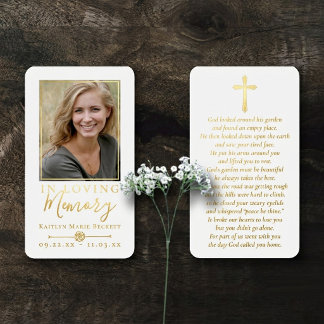 Simple Custom Photo Holy Cross Memorial Cards