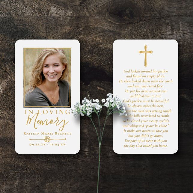 Simple Custom Photo Holy Cross Memorial Cards (Creator Uploaded)