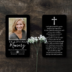Simple Custom Photo Holy Cross Memorial Cards