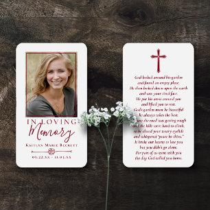 Simple Custom Photo Holy Cross Memorial Cards