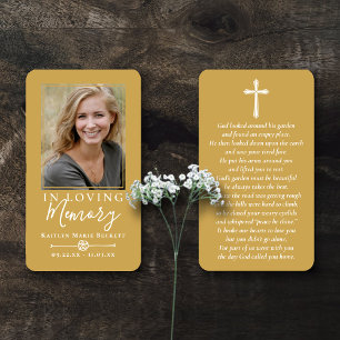 Simple Custom Photo Holy Cross Memorial Cards