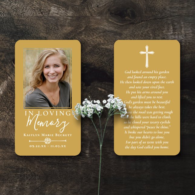 Simple Custom Photo Holy Cross Memorial Cards (Creator Uploaded)