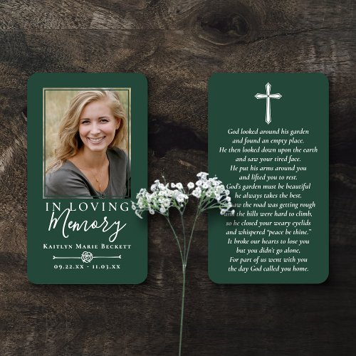 Simple Custom Photo Holy Cross Memorial Cards