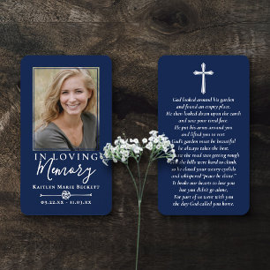 Simple Custom Photo Holy Cross Memorial Cards