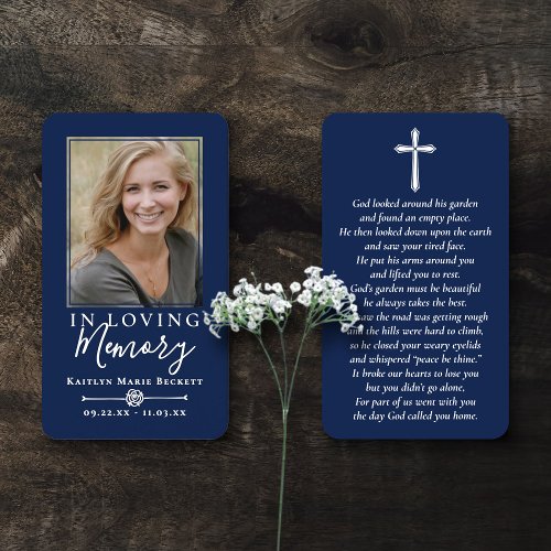 Simple Custom Photo Holy Cross Memorial Cards