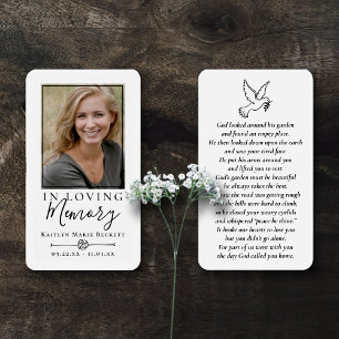 Simple Custom Photo Holy Dove Memorial Cards