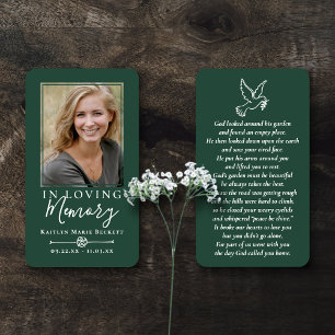 Simple Custom Photo Holy Dove Memorial Cards