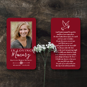 Simple Custom Photo Holy Dove Memorial Cards