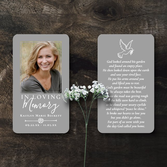 Simple Custom Photo Holy Dove Memorial Cards (Creator Uploaded)