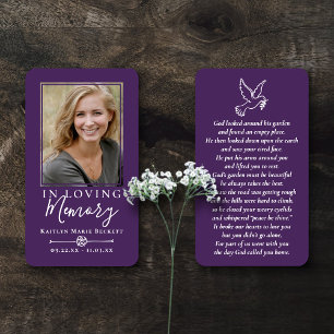 Simple Custom Photo Holy Dove Memorial Cards