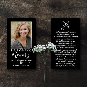 Simple Custom Photo Holy Dove Memorial Cards