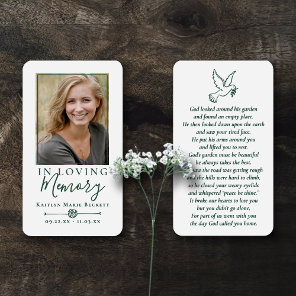 Simple Custom Photo Holy Dove Memorial Cards