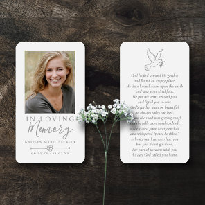 Simple Custom Photo Holy Dove Memorial Cards