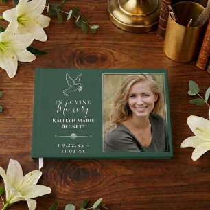 Simple Custom Photo Holy Dove Memorial Guest Book