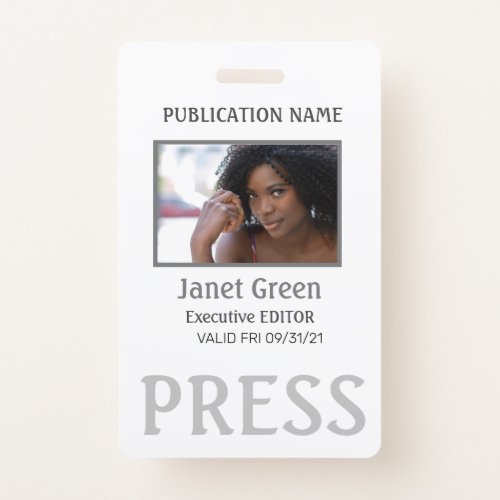 Simple Custom Photo ID Journalist Press Pass Badge