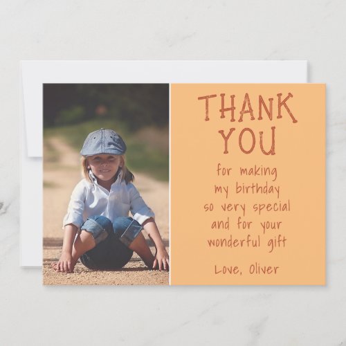 Simple Custom Photo Kids Birthday  Thank You Card