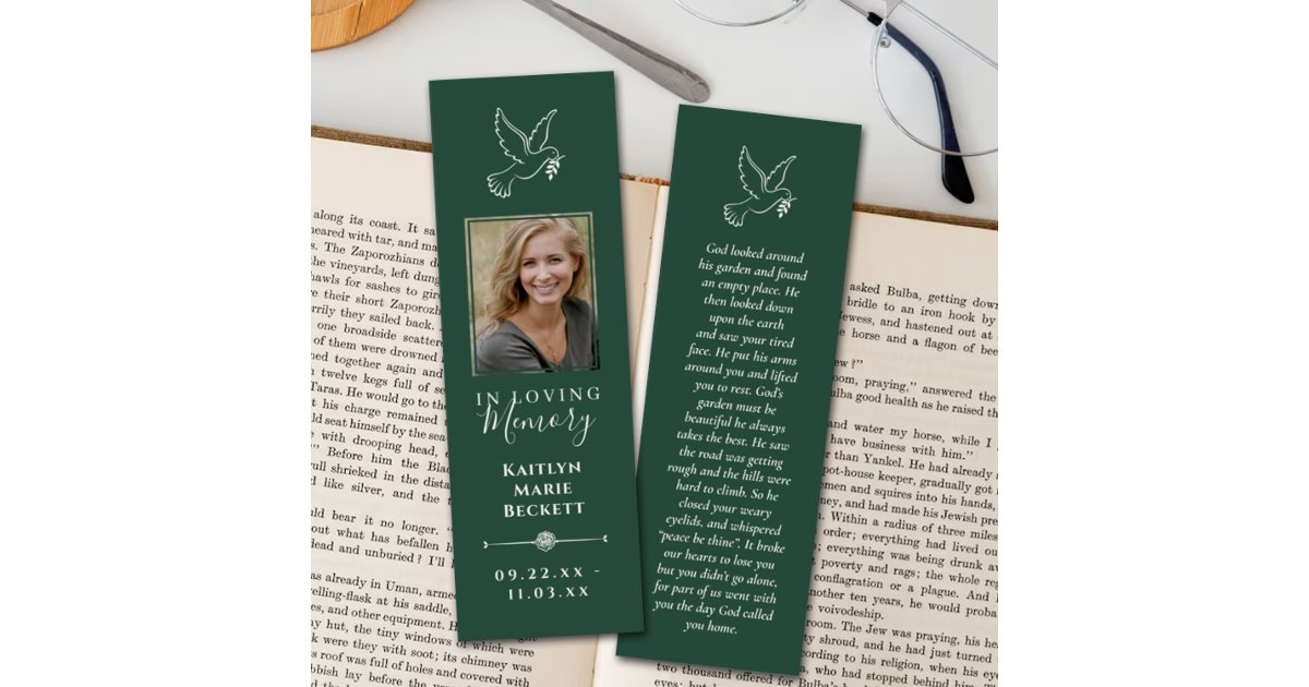 Simple custom photo laminated memorial bookmarks zazzle