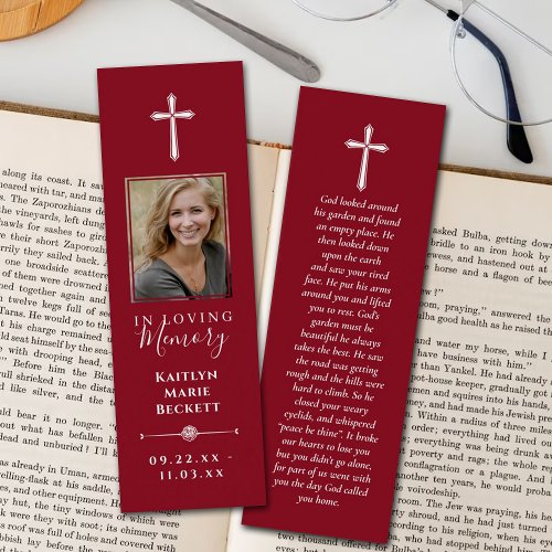 Simple Custom Photo Laminated Memorial Bookmarks