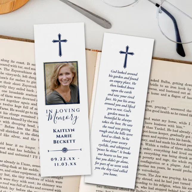 Simple Custom Photo Memorial Bookmarks | Zazzle