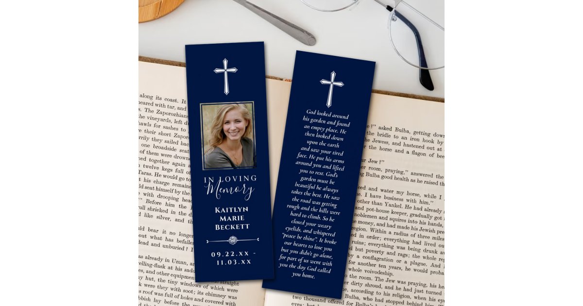 Simple Custom Photo Memorial Bookmarks | Zazzle