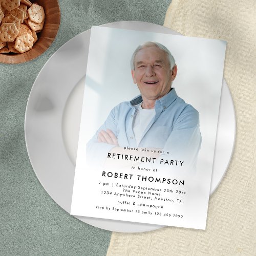 Simple Custom Photo Overlay Retirement Party Invitation