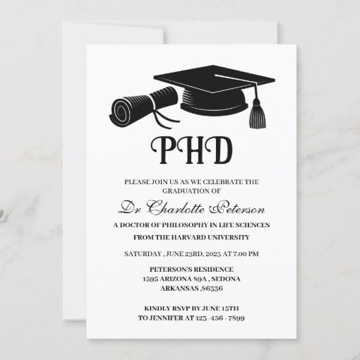 phd graduation invitation wording