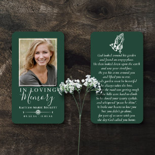 Simple Custom Photo Praying Hands Memorial Cards