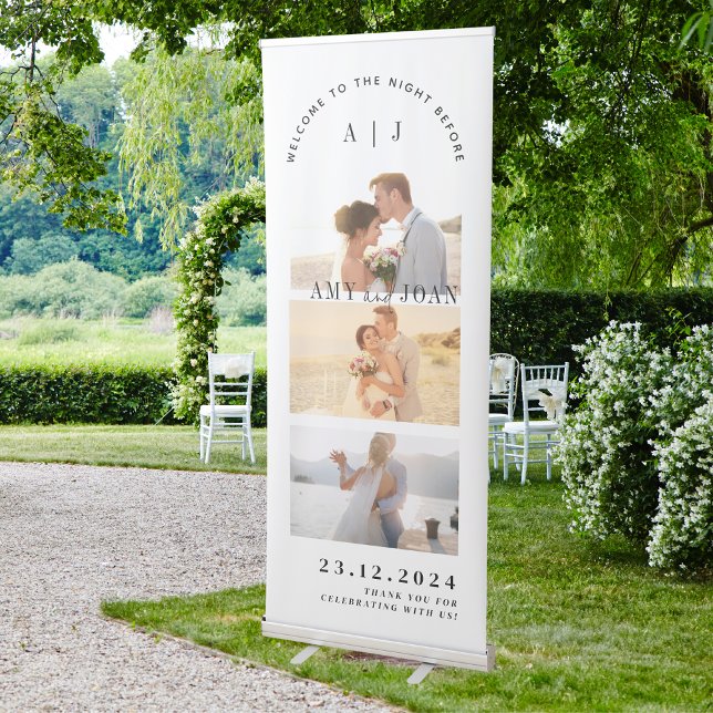 Simple Custom Photo Rehearsal Dinner Rustic Retractable Banner (Creator Uploaded)