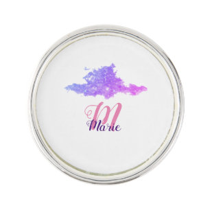 simple custom pink purple sparkle add you name let lapel pin