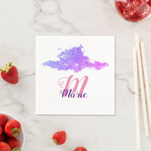 simple custom pink purple sparkle add you name let napkins