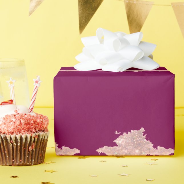 simple custom pink purple sparkle add you name let wrapping paper (Birthday Party)