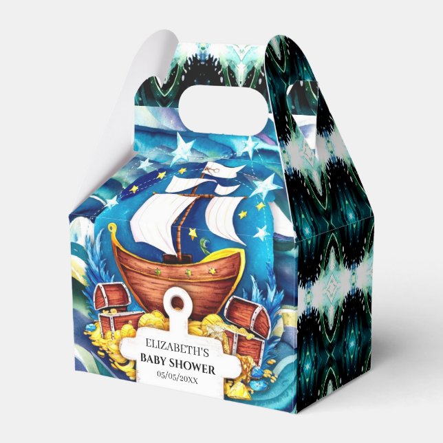 Simple Custom Pirate Baby Shower Favor Boxes (Front Side)