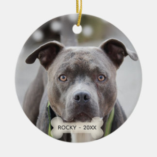 Simple Custom Pit Bull Dog Photo Ceramic Ornament