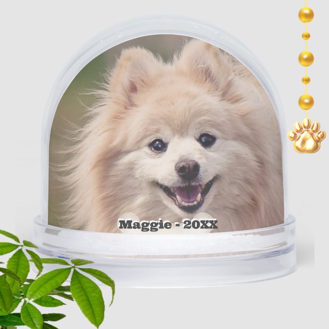 Simple Custom Pomeranian Dog Photo Snow Globe (Creator Uploaded)