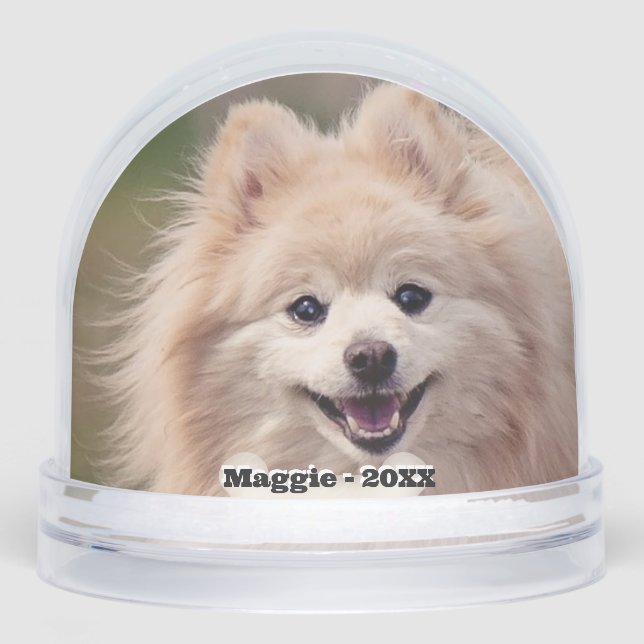 Simple Custom Pomeranian Dog Photo Snow Globe (Front)