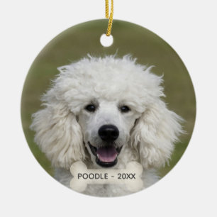 Simple Custom Poodle Dog Photo Ceramic Ornament