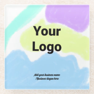Simple custom QR code add you name logo Classic Ro Glass Coaster