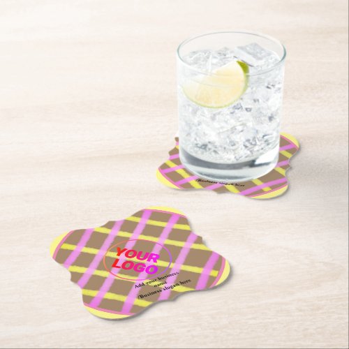 Simple custom QR code add you name logo Classic Ro Paper Coaster